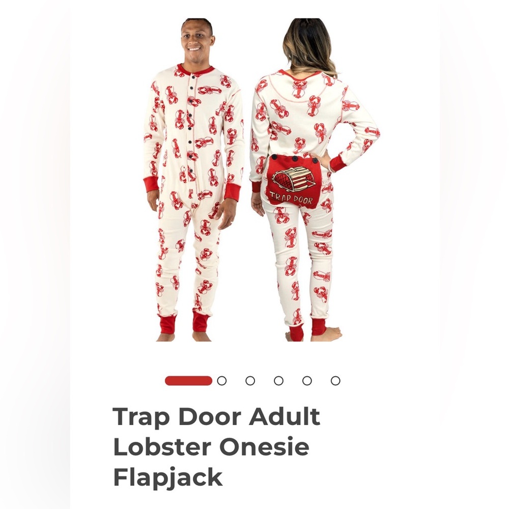 Lazy One Red and White Adult Onesie